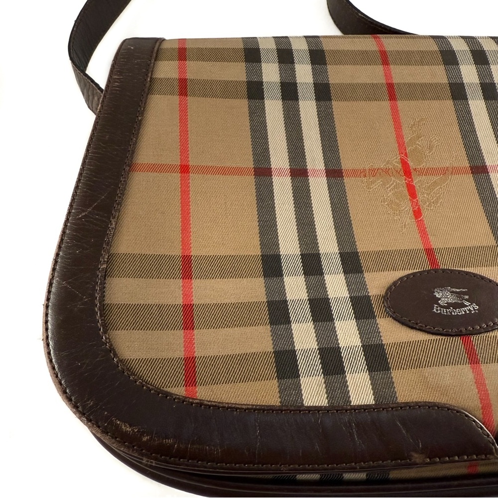 Burberry Vintage Haymarket Shoulder Saddle Bag - Picture 3 of 11